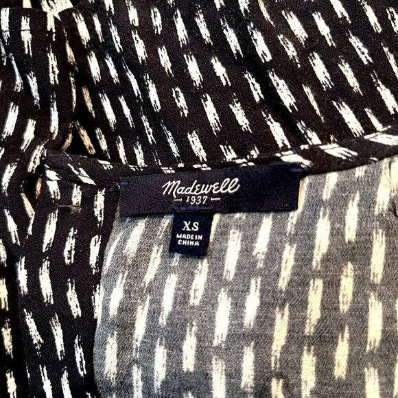 MADEWELL Black & White Tribal Print Ikat Brush Overlay Romper Open Back - EUC XS - Picture 10 of 13